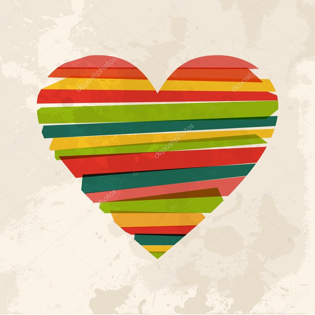 Vintage multicolor heart love shape