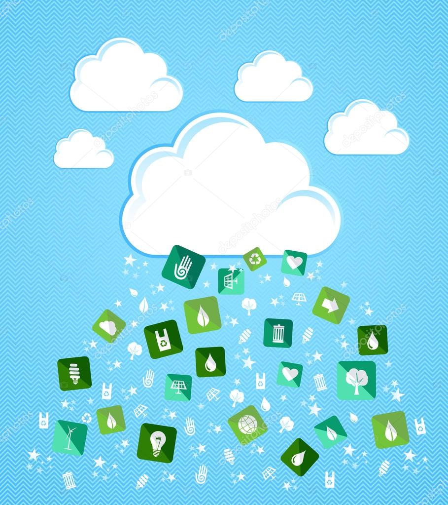 Cloud computing eco friendly icons
