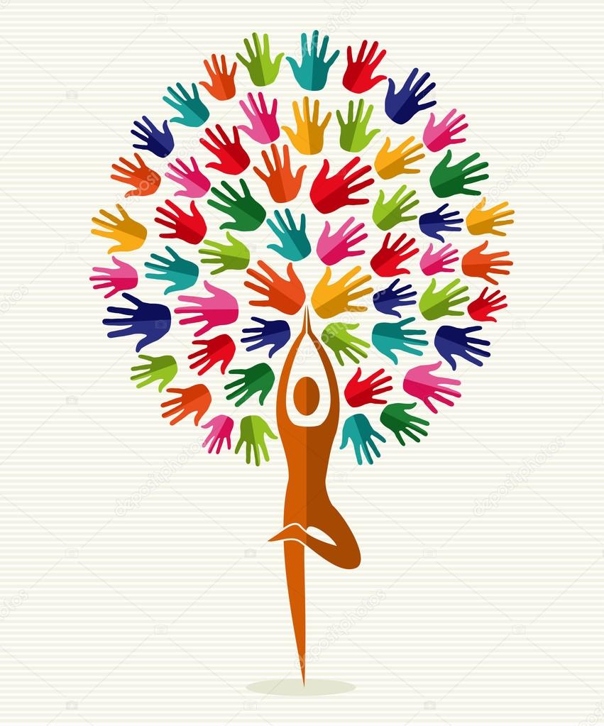 India yoga hands tree