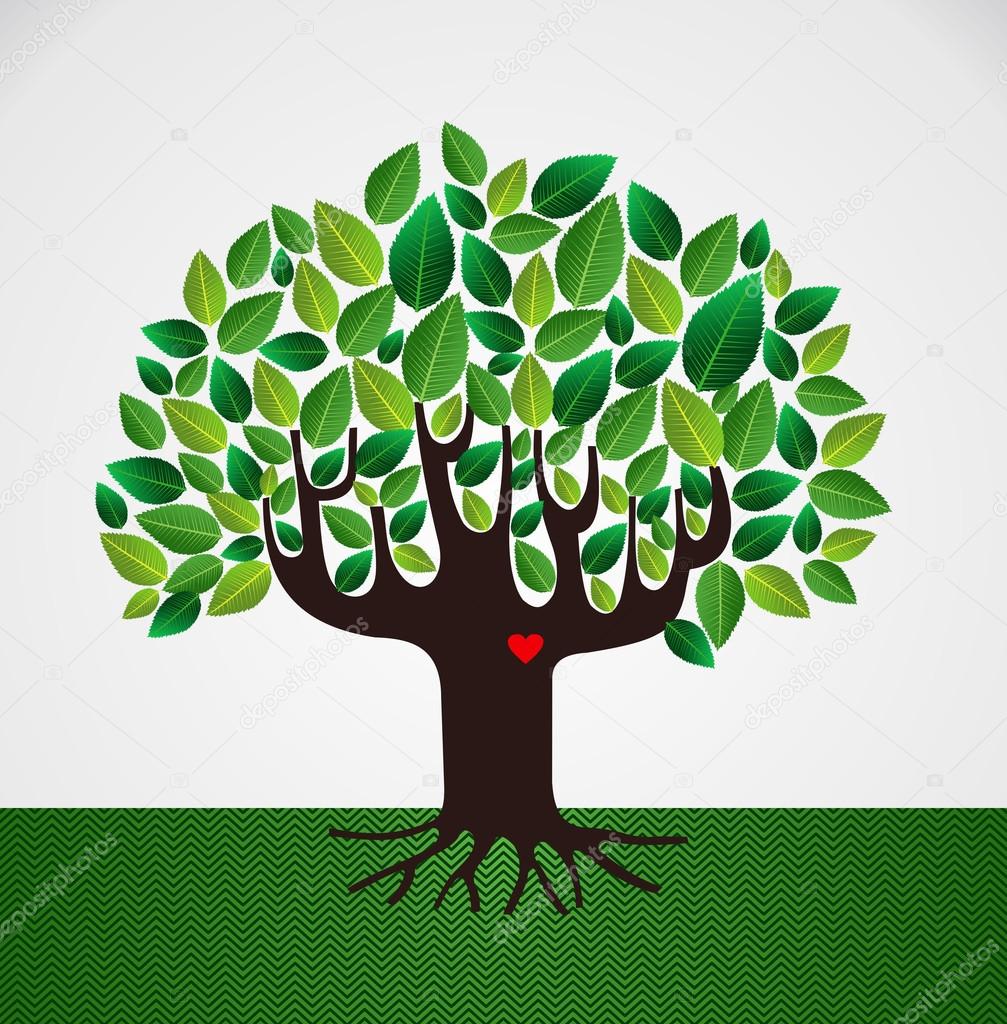 Go green love concept tree