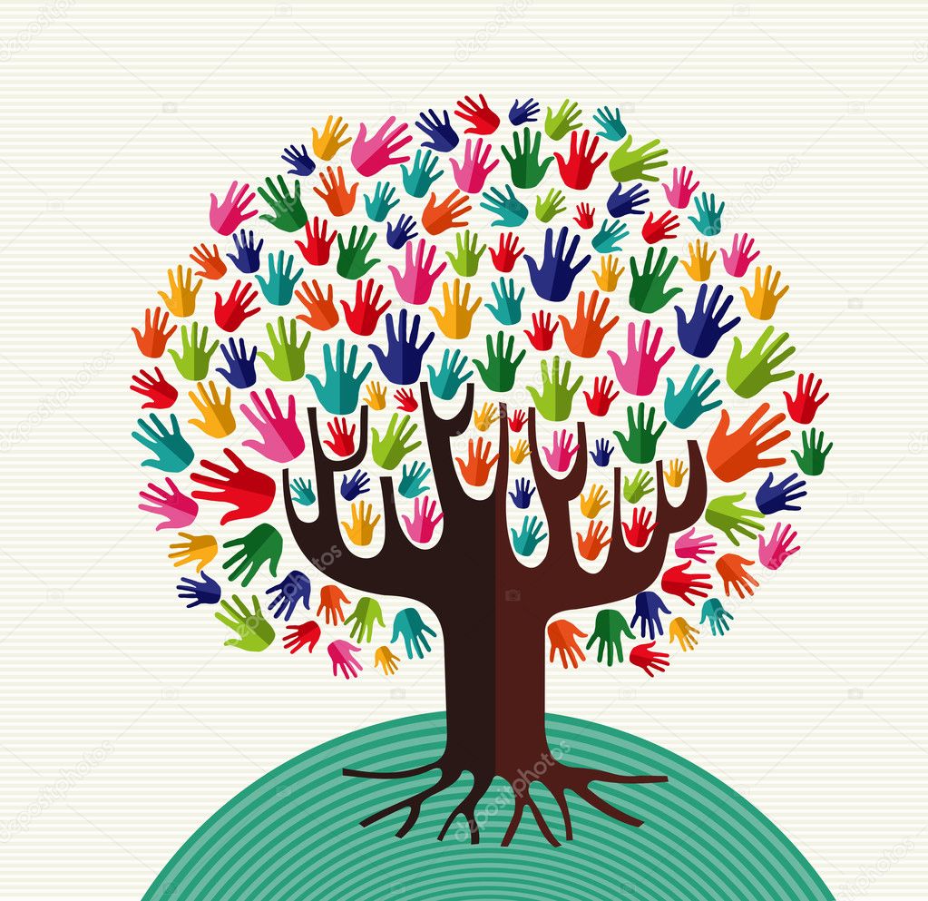Colorful solidarity tree hands