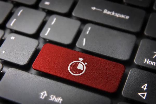 Tecla de teclado cronómetro rojo, fondo de negocios — Foto de Stock