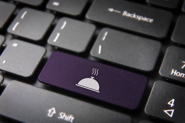 Purple Gourmet plate keyboard key, Food background — Stock Photo, Image