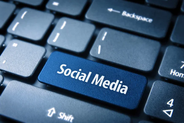 Blue Social Media keyboard key, Social background — Stock Photo, Image