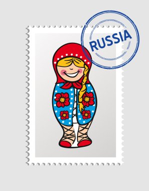 Rus karikatür kişi posta damgası