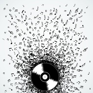 DJ müzik notlar kayıt vinil sıçrama