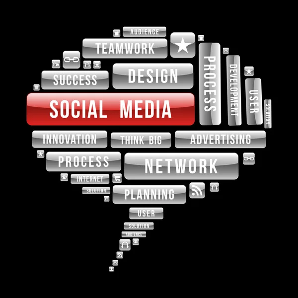 Internet Social Media concetto discorso buble — Vettoriale Stock