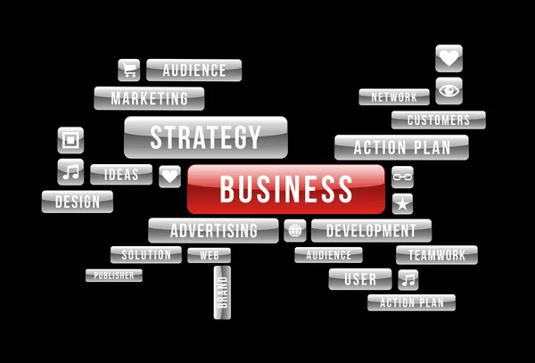 Estratégia botões de negócios — Vetor de Stock