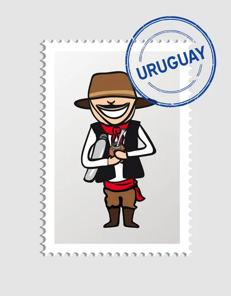 Uruguayan cartoon person postal stamp — Stock Vector