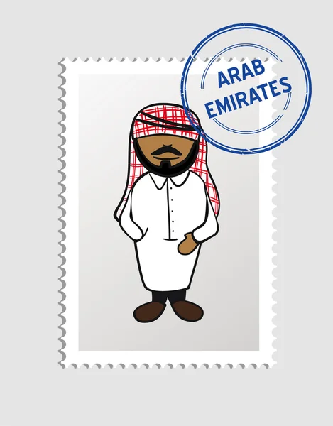 Arabe dessin animé personne timbre postal — Image vectorielle