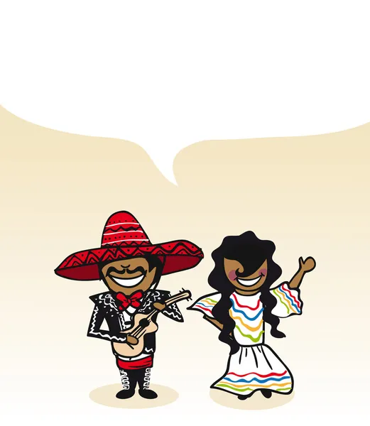 Mexicano desenho animado casal bolha de mídia social — Vetor de Stock