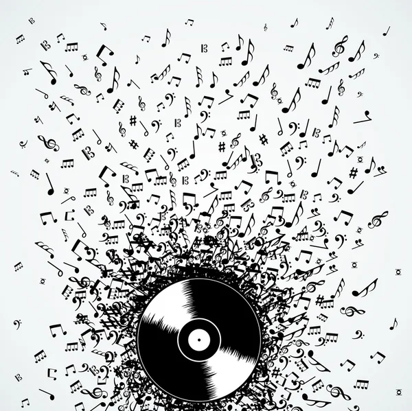 DJ müzik notlar kayıt vinil sıçrama — Stok Vektör