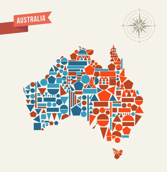 オーストラリアの幾何学的図形のマップ図 — ストックベクタ