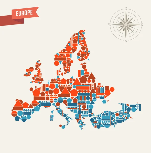 Europa figure geometriche mappa illustrazione — Vettoriale Stock