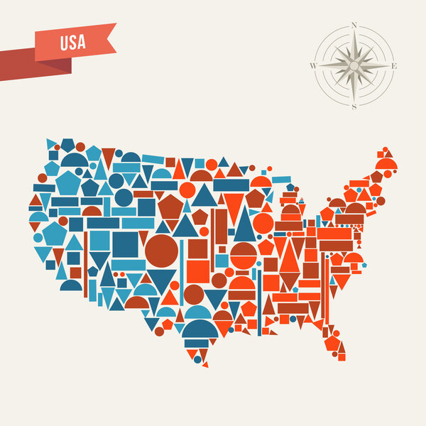 USA geometric figures map