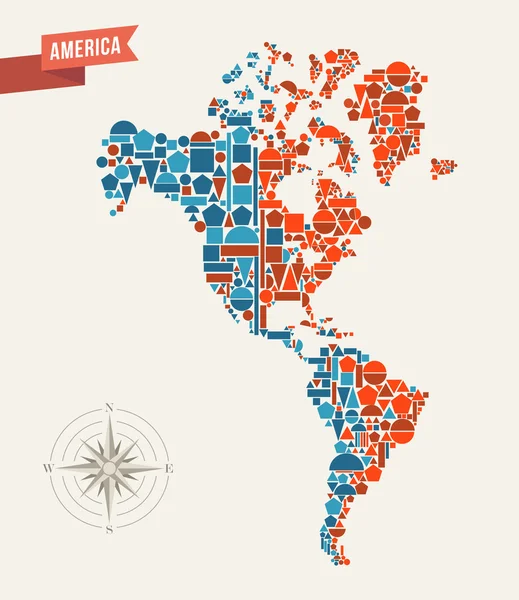 Mapa de figuras geométricas de América — Vector de stock