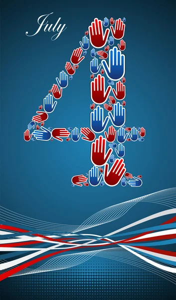 独立記念日の人間の手の形状 — ストックベクタ
