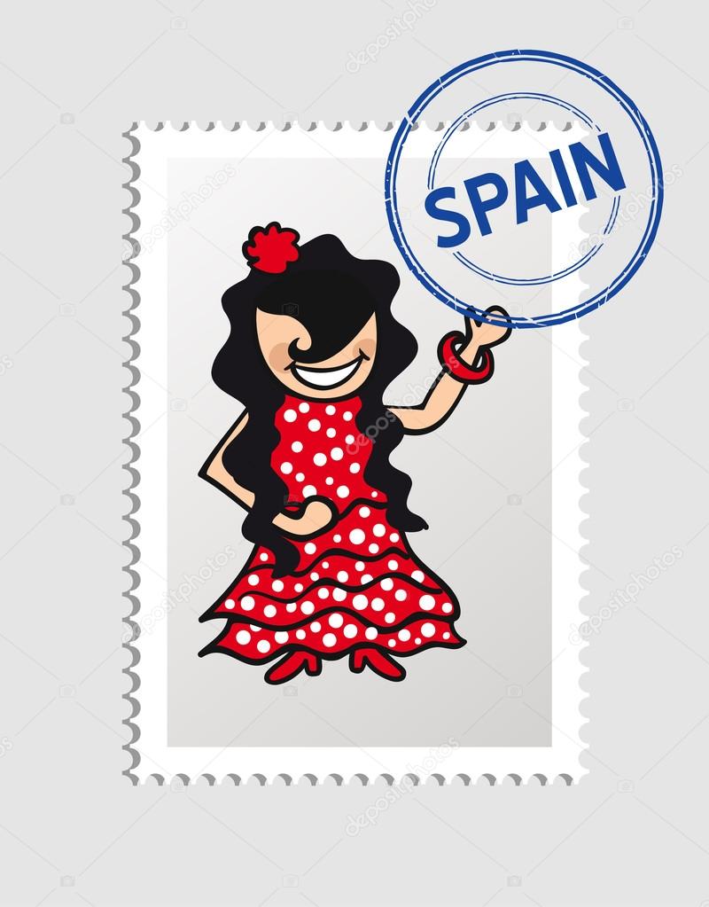 Sello postal español de dibujos animados — Vector de stock ...