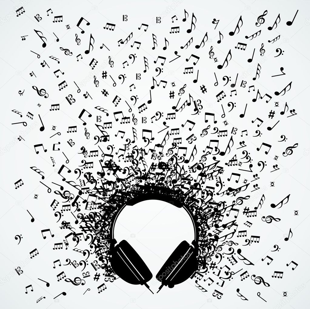 Music notes from headphones isolated design Stock Vector Image by