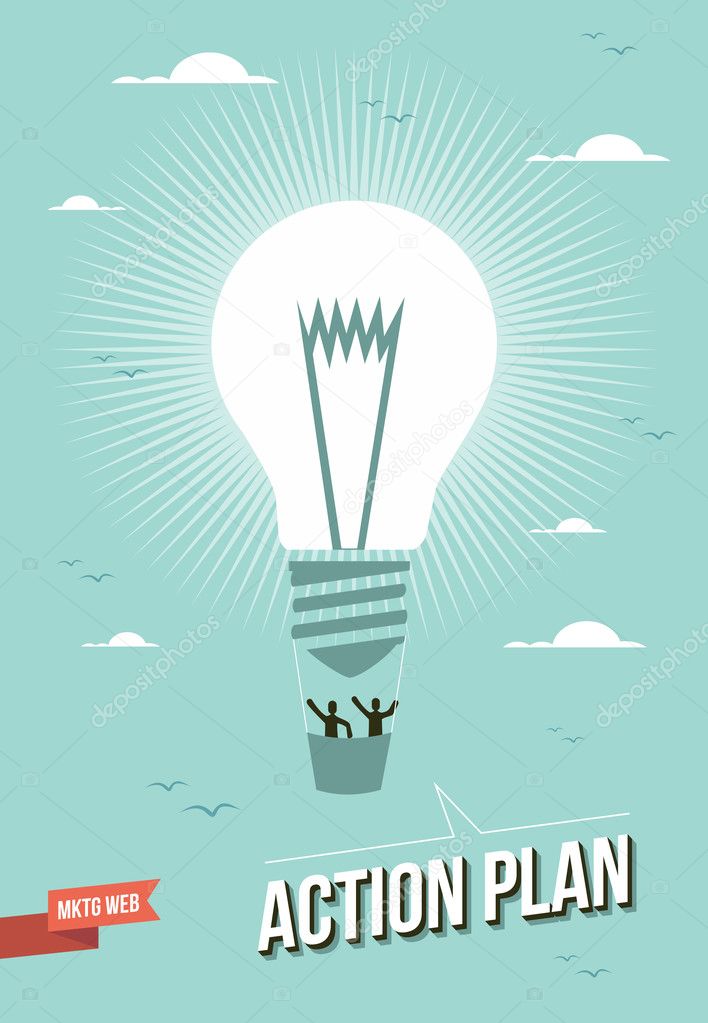 Marketing web action plan light bulb illustration