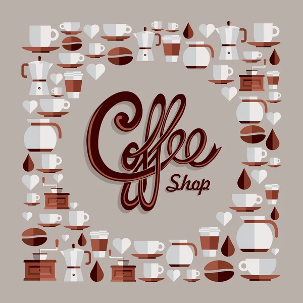 Koffie plat pictogrammen illustratie — Stockvector