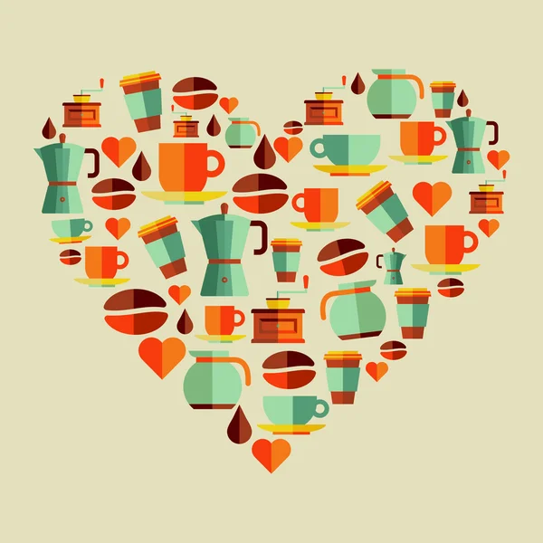 Caffè amore fagioli illustrazione — Vettoriale Stock