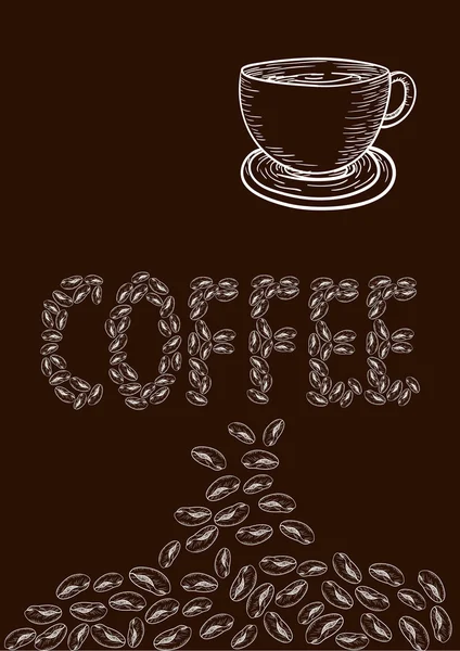 Tasse à café vintage et haricots — Image vectorielle