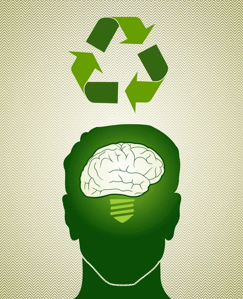 Think Green recycling man — Stock Vector