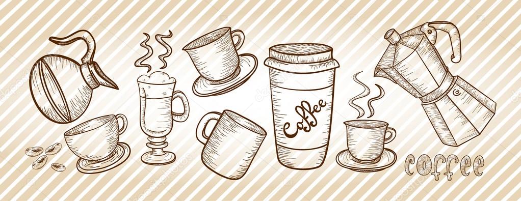 Coffee set drawing