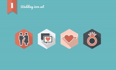 conjunto de iconos plana de bodaDüğün düz Icon set.