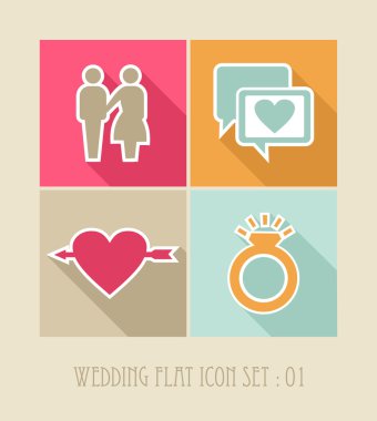 conjunto de iconos plana de bodaDüğün düz Icon set.