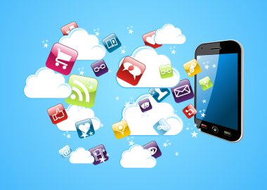 bulut depolama parlak app simgeleri.