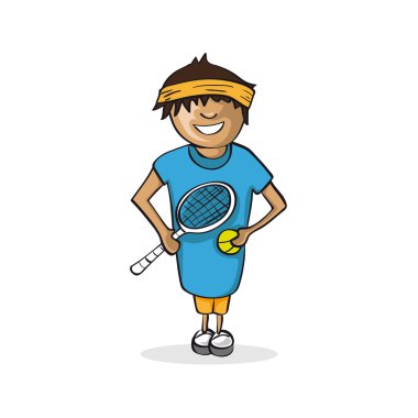 profesyonel tenis oyuncusu adam çizgi film resim.