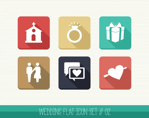 Wedding flat icon set. — Stock Vector