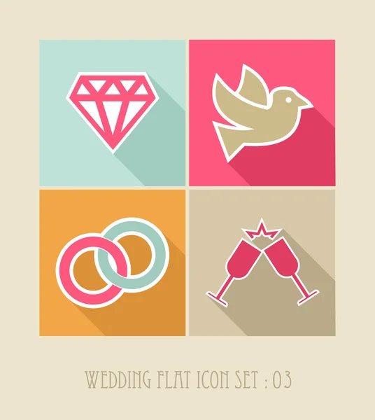 Wedding flat icon set. — Stock Vector