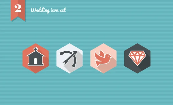 Wedding flat icon set. — Stock Vector