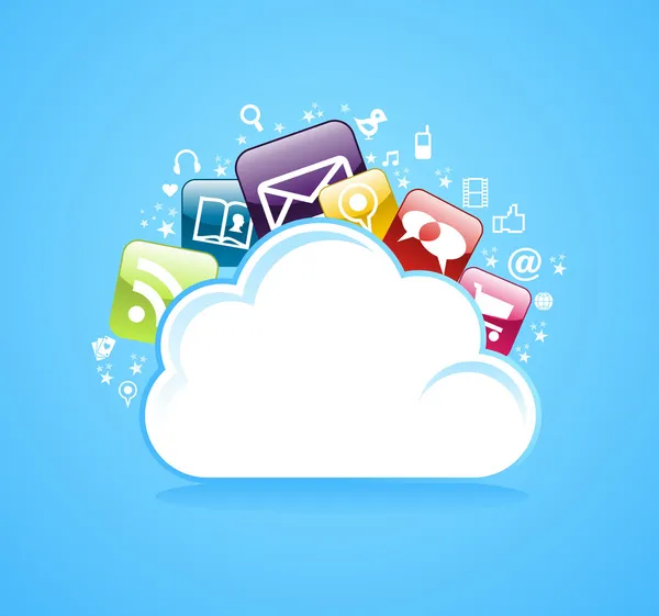 Cloud storage glossy app icons. — Stock Vector