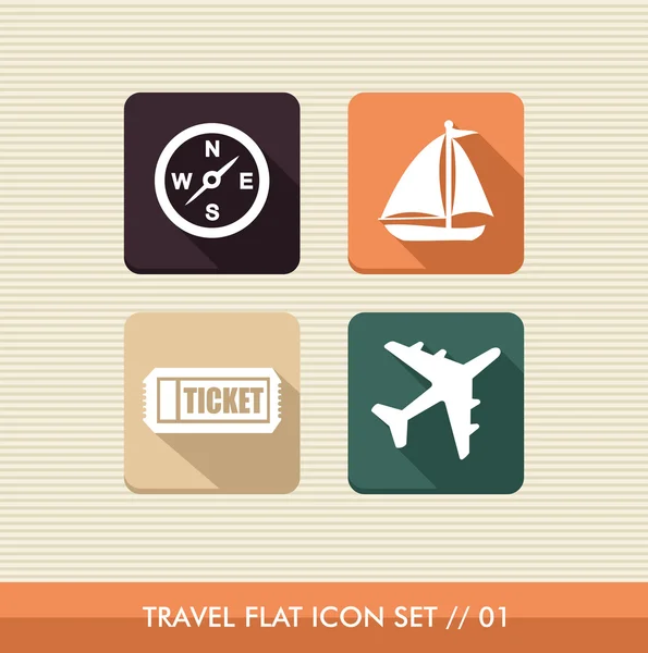 Reise Flat Icons Set. — Stockvektor