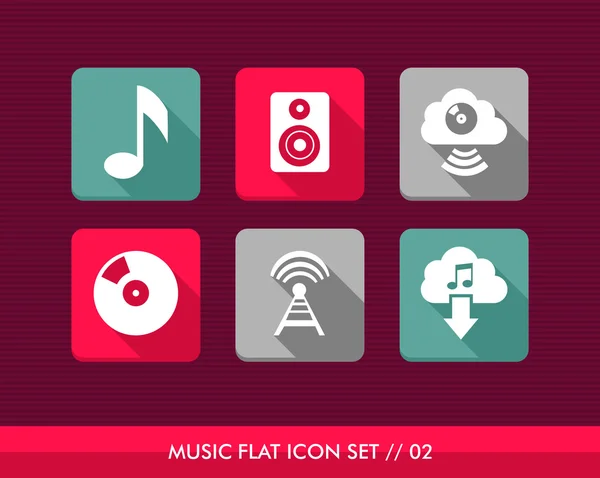 Music flat icons set. — Stock Vector