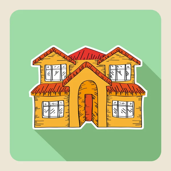 Dibujado a mano bienes raíces casa familiar — Vector de stock