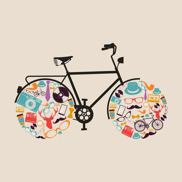 Vintage hipsters iconos bicicleta . — Vector de stock