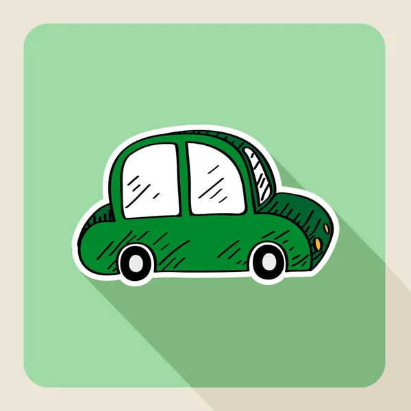 Dibujado a mano verde concepto de alquiler de coches — Vector de stock