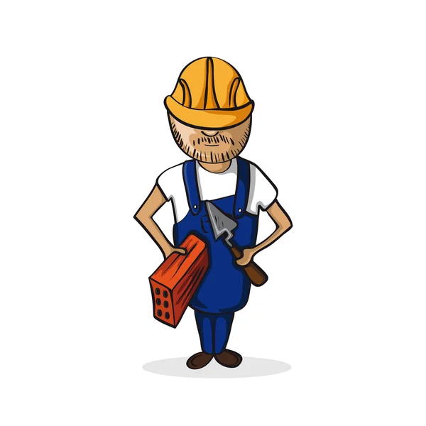 Profession construction worker cartoon figure. — Stock Vector