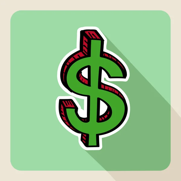 Skizze Stil grünes Geld Symbol. — Stockvektor