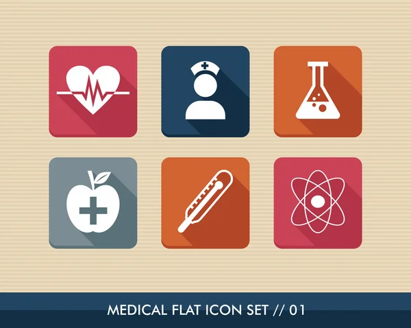 Saúde médica conjunto de ícones planos —  Vetores de Stock