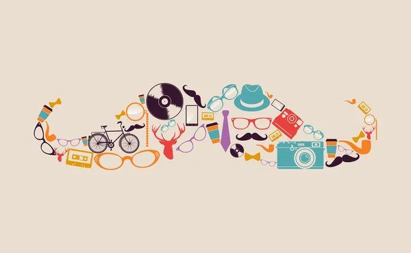 Retro hipsters iconos bigote . — Vector de stock