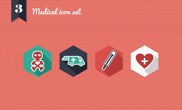 Medical health flat icons set. — Stock Vector