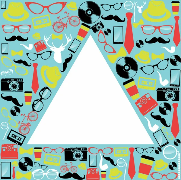 Vintage hipsters icons triangle. — Stock Vector