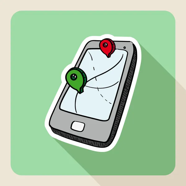 Boceto ilustración estilo gps teléfono inteligente. — Stockvector