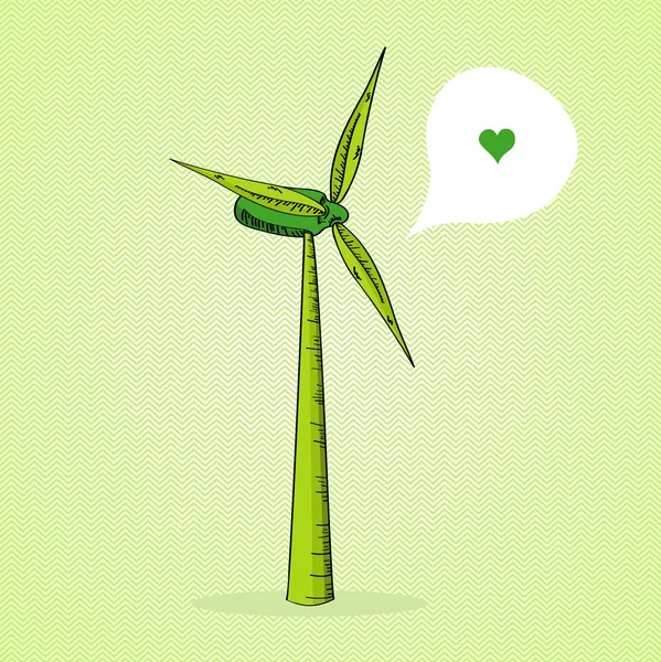 Hand drawn Green Windmill — Stock Vector